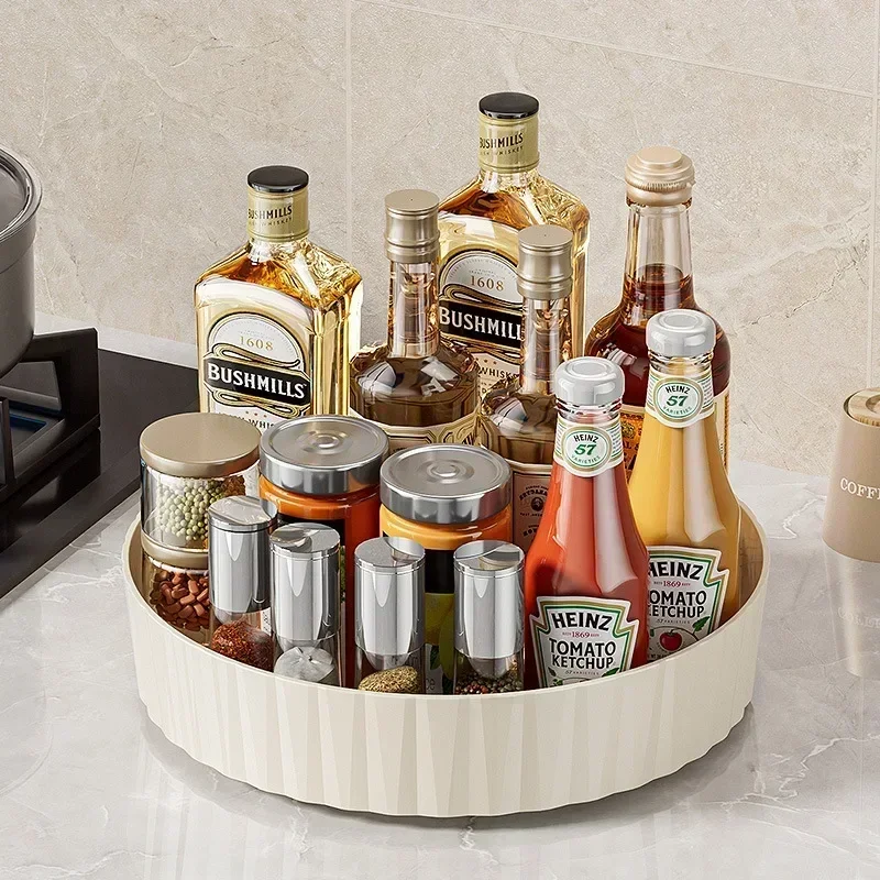 360 Rotating Seasoning Storage Tray Multifunction Pantry Cabinet Turntable For Cosmetics Bathroom Storage Box Kitchen Organizer 3
