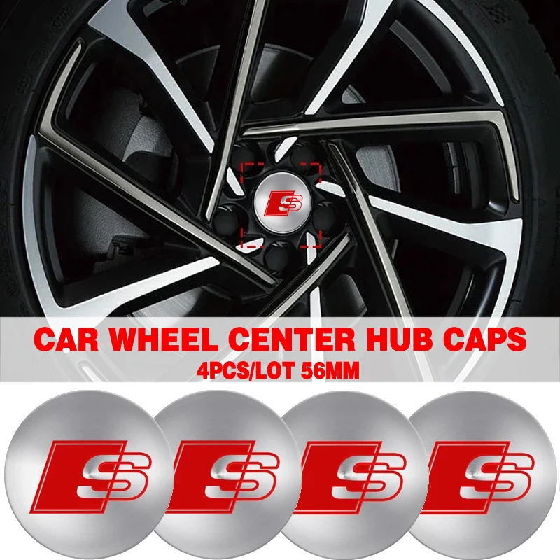 4 Pz 56Mm Car Wheel Center Hub Cap Badge Emblem Decalcomania Accessori Per Audi S A1 A3 A4 A5 A6 Rs Tt S4 S5 S6 S7 Q3 Q5 Q7 C5 C6 B4