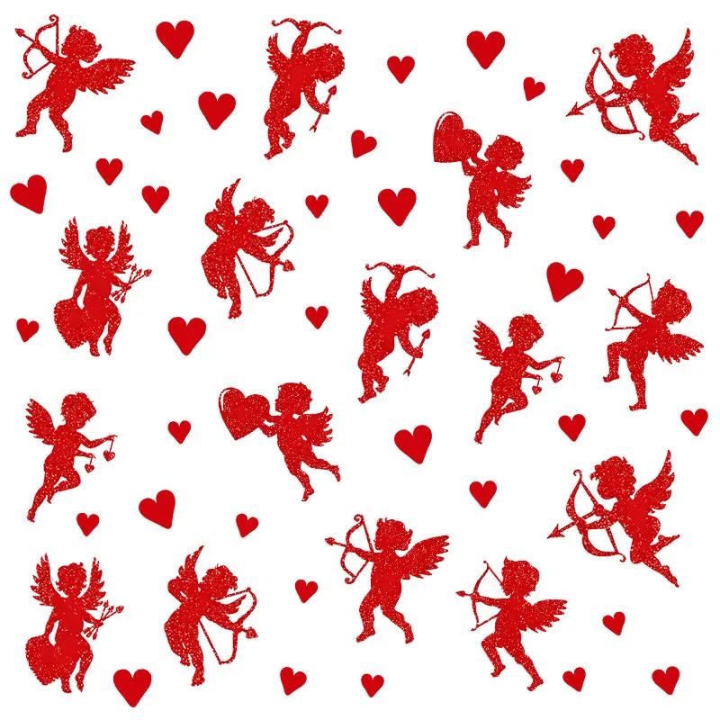Valentine&rsquo;s Day Window Clings Cute Angel Heart Window Stickers Home Car Decorations