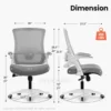 Height and Ergonomic Design Home Office Computer Desk Chair Executive Lumbar Support Padded Flip-up Armrest Swivel Chair (Grey) 2