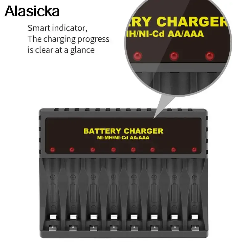 

8 слотов USB быстрая зарядка AAA и AA зарядное устройство для аккумуляторов защита от короткого замыкания перезаряжаемая аккумуляторная станция высокого качества