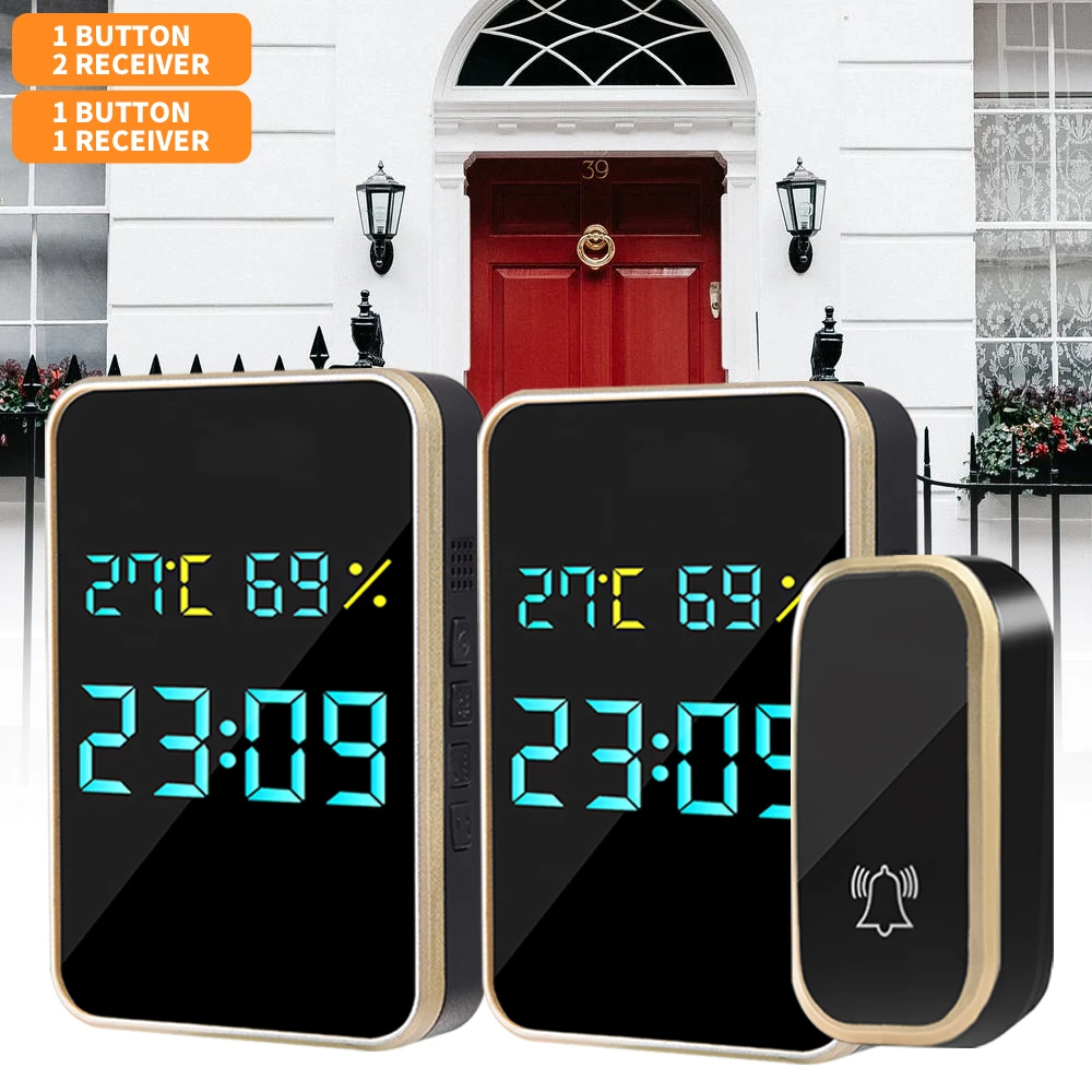 Digital Home Security Welcome Smart Wireless Doorbell Chimes Intelligent Temperature Humidity Time View Self-Powered Door Bell smart intercom system