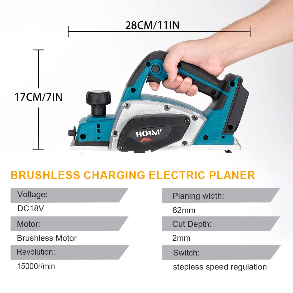 Brushless Cordless Electric Planer 15000RPM Electric Hand Planer Home DIY Furniture Wood Cutting Tool for Makita 18V Battery 4