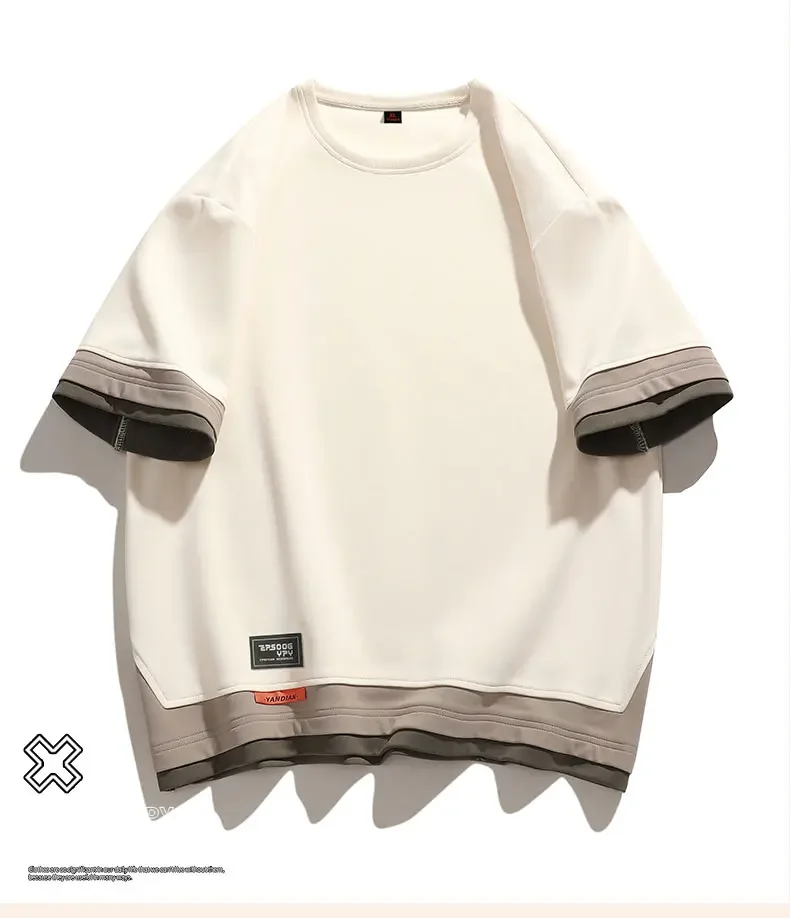 Große 8xl neue Sommer Herren T-Shirt Mode Farb kollision kurz ärmel ige Männer lose und vielseitige T-Shirt – Detail 10
