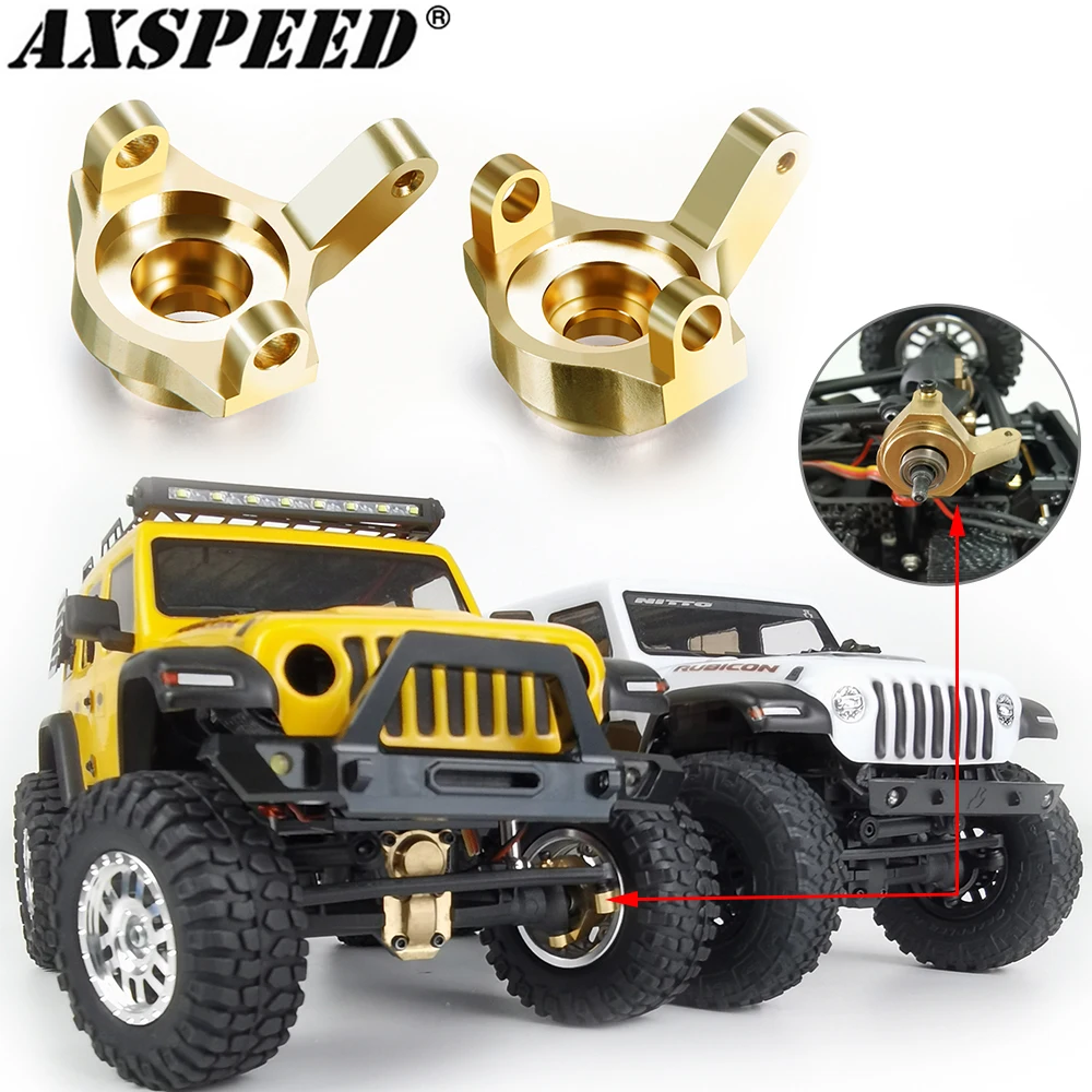 2 Pieces Brass Steering Knuckle Brass of Golden Black Inner Portal Drive Housing Steering Knuckle Weights Steering Knuckle Counterweight Compatible with AXIAL SCX24 AXI90081 1/24 RC Car 