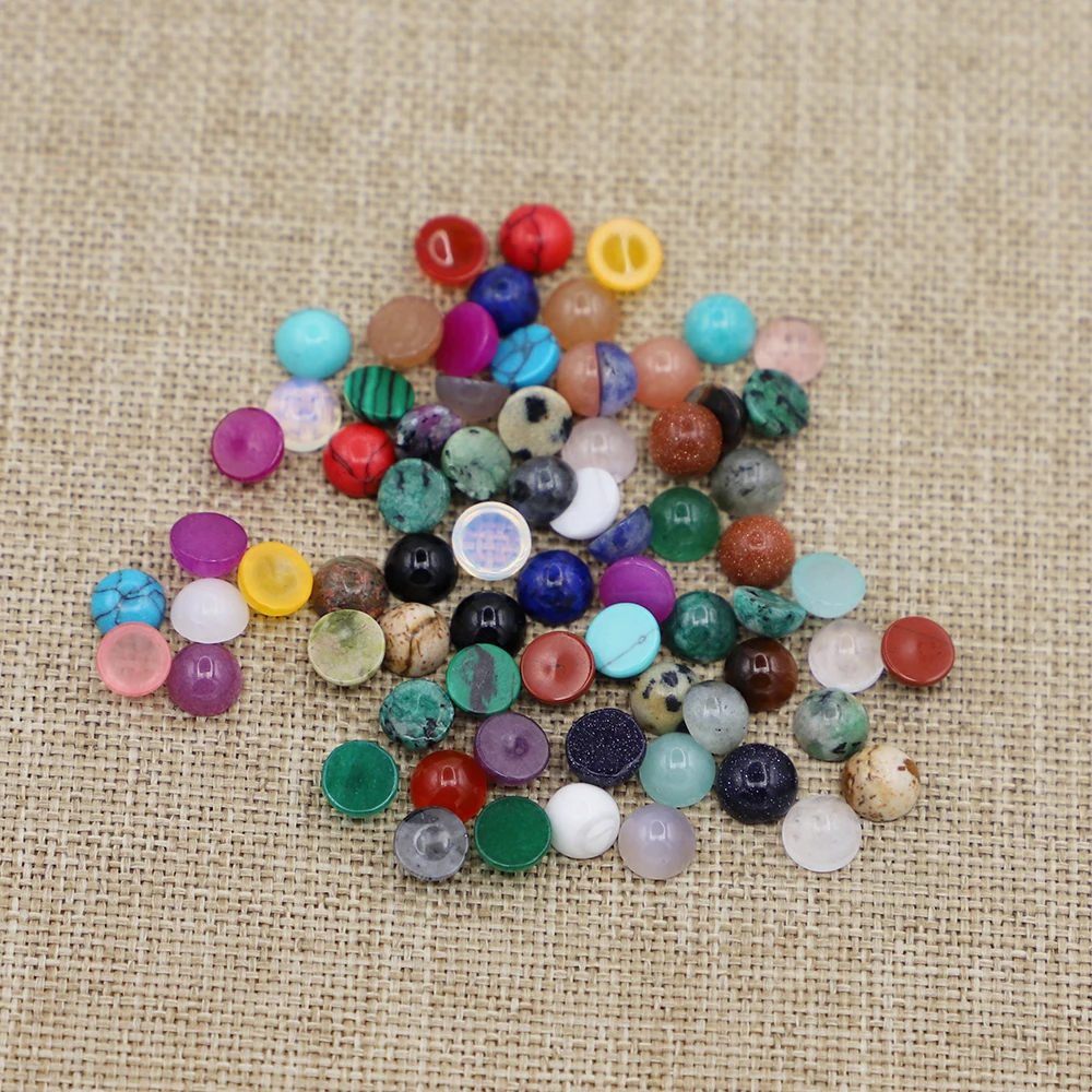 6MM Fashion Natural Stone Round Cabochon Turquoise Amazonite Tiger Eye Agates Cameo Beads Jewelry Wholesale Free Shipping 100PCS