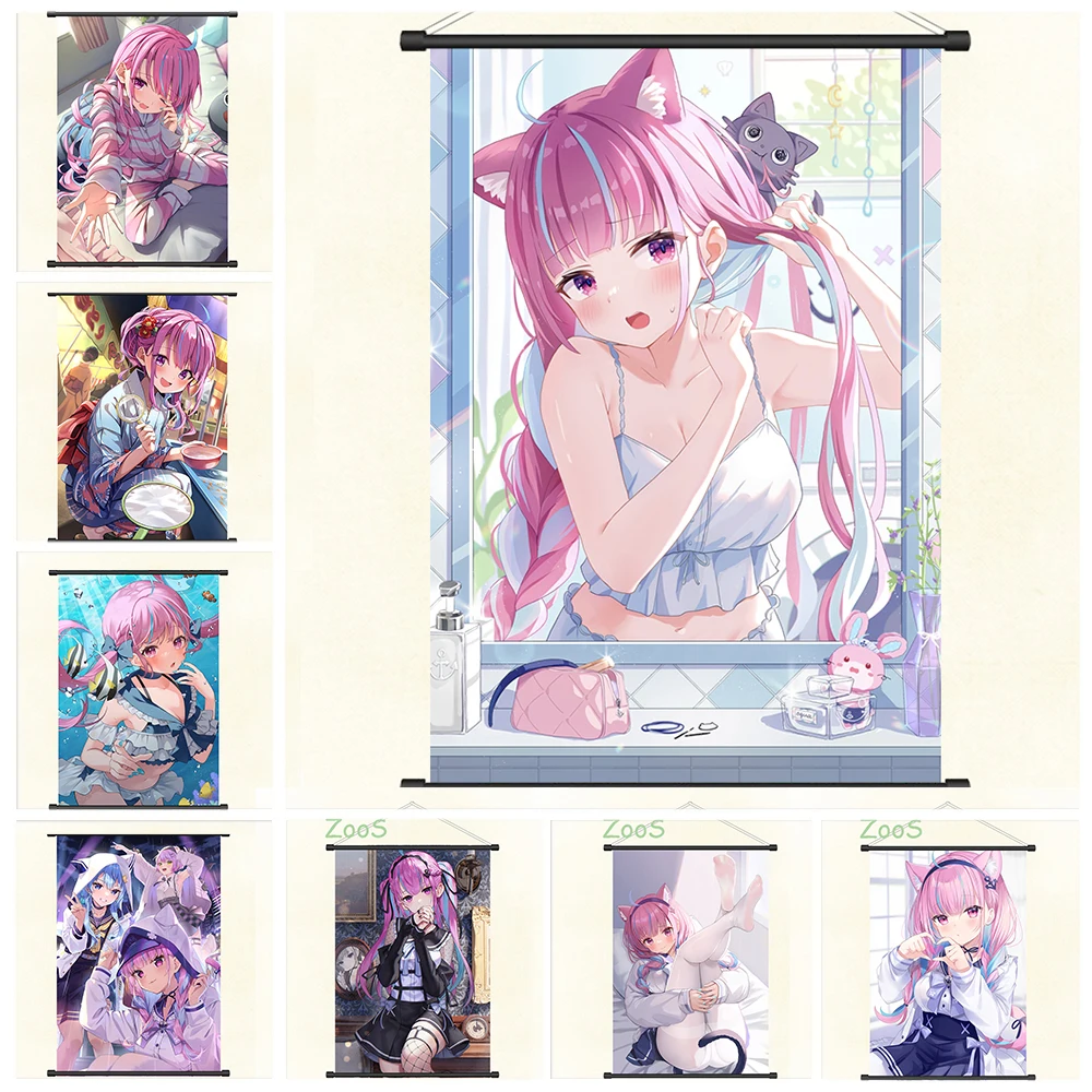湊あくあ　布ポスター 家の装飾 湊 あくあ VTuber Minato Aqua ,壁画,漫画の絵,ポスター,壁の