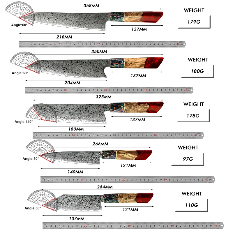 1-5 Pcs Kitchen Knife Sets 67 Layers Japanese Damascus Knife AUS-10 Steel Chef Utility Knives Sashimi Slicing Cutlery kitchen knives