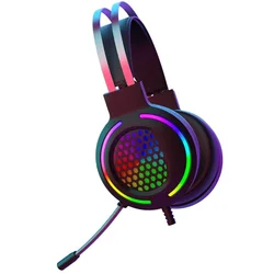 Casque d'ordinateur émetteur de lumière, casque de jeu Mobile filaire universel, enregistreur Audio avec Microphone 