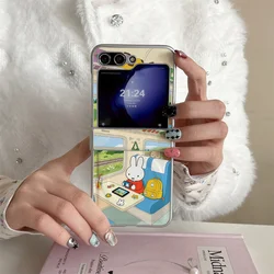 Kawaii Cartoon Magnetic Phone Case with Cute Miffy Rabbit Design - Z Flip 6 (ZD043)