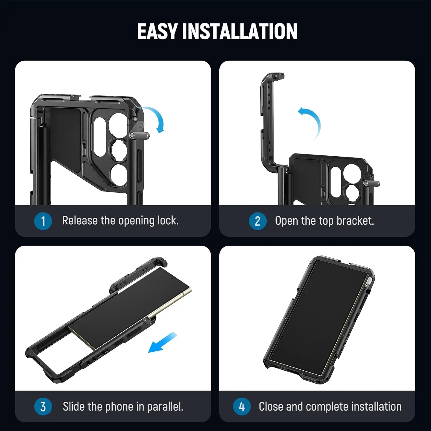 Original Phone Cage Video Rig For Samsung Galaxy S24 Ultra with 360° NATO Rail &