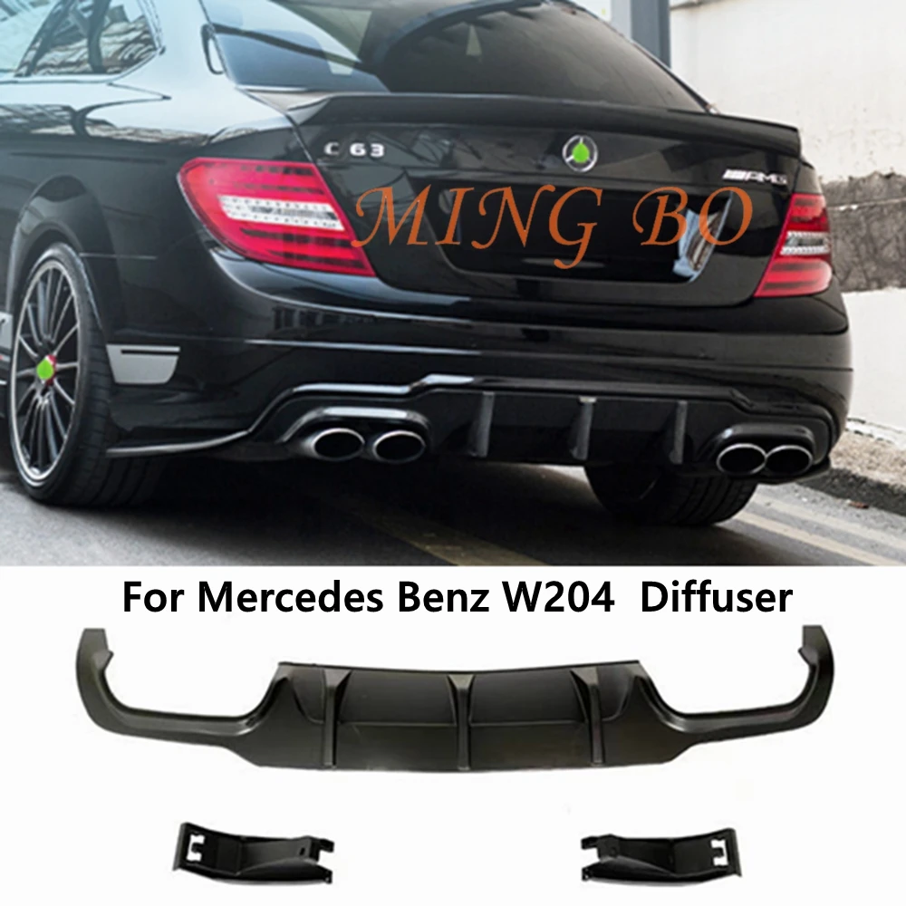 For Mercedes Benz C Class W204 C63 AMG 2012-2014 Bumper Spoiler ABS Black Rear Bumper Lip Diffuser Car Body Kits