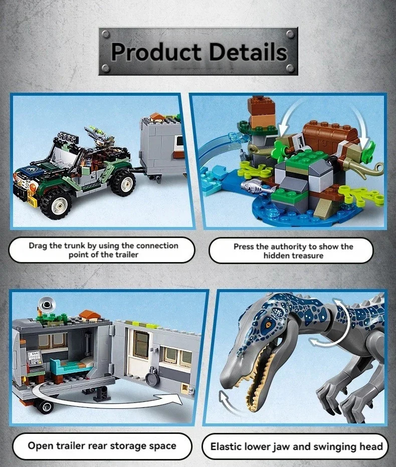 476-teiliges Dinosaurier-Set Baryonyx Face-Off: Die Schatzsuche Bausteine-Modell Passend zu MOC 75935 Spielzeug für Kinder Geschenke Autos – Detail 5