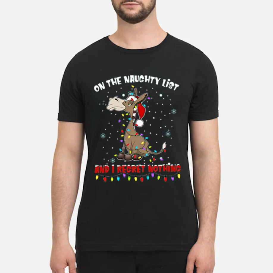 

Goat on The Naughty List and I Regret Nothing Christmas T-Shirt 100% Cotton O-Neck Short Sleeve Casual Mens T-shirt Size S-3XL