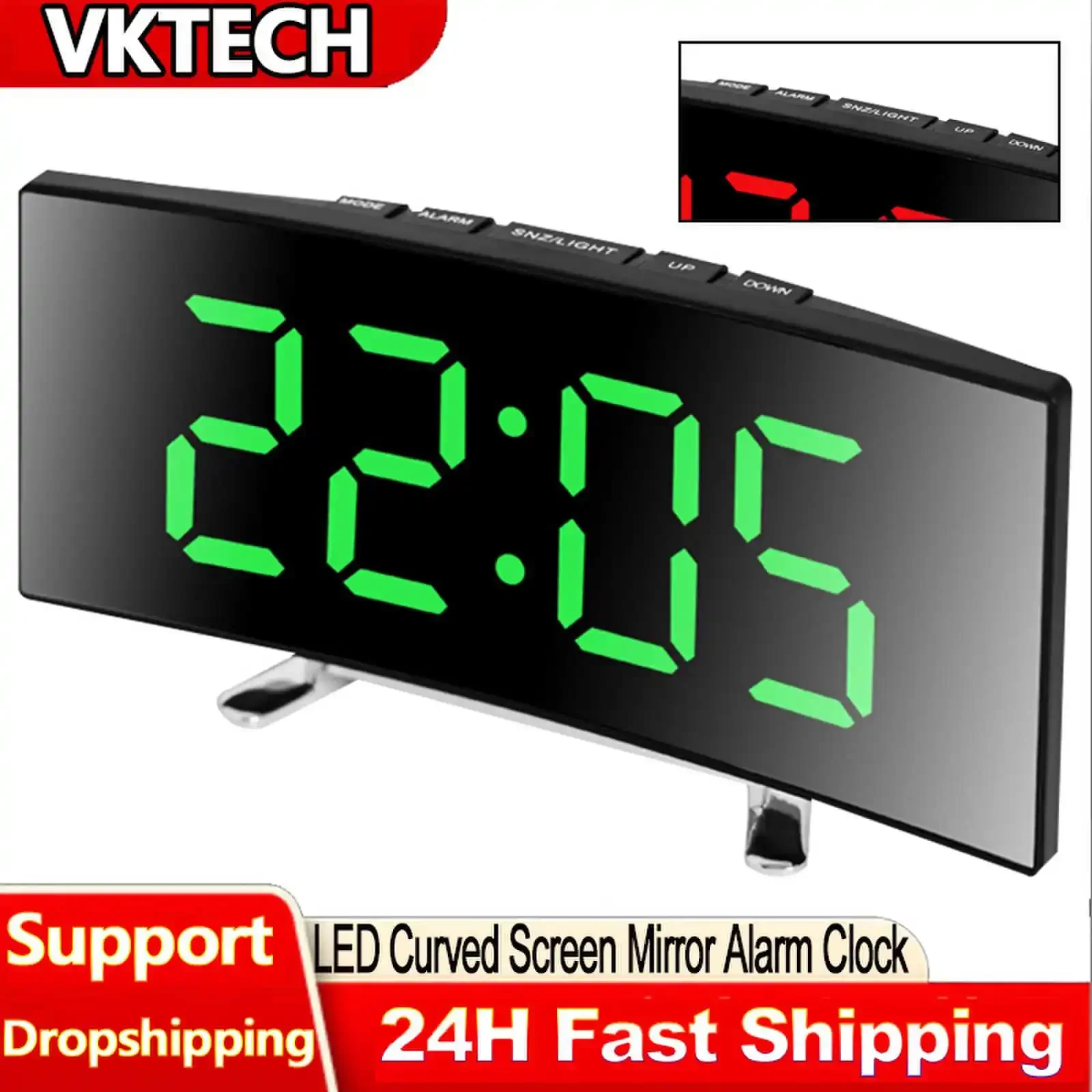 Bedside Table Clock Creative Digital Alarm Clock 6inch Large Display USB Charging/Battery Powered Mute for Home Office Dormitory