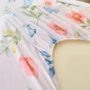 Botanical Floral Fitted Sheet Set 100% Cotton Skin-friendly Bedspread with 2 Pillowcases Children and Student Room Single Sheet 6