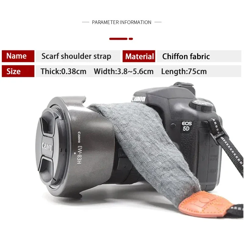 카메라 스카프 스트랩 조정 가능한 목 부드러운 어깨 여성 교정기, 니콘 캐논 EOS 5D 90D 6D 후지 DSLR용 패션 확장 로프