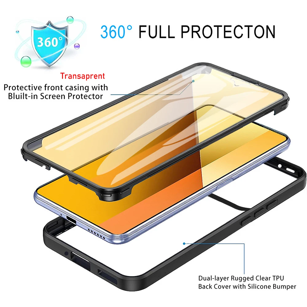 Xiaomi Pro 360° Shockproof Transparent Phone Case - Full Body Protection Cover