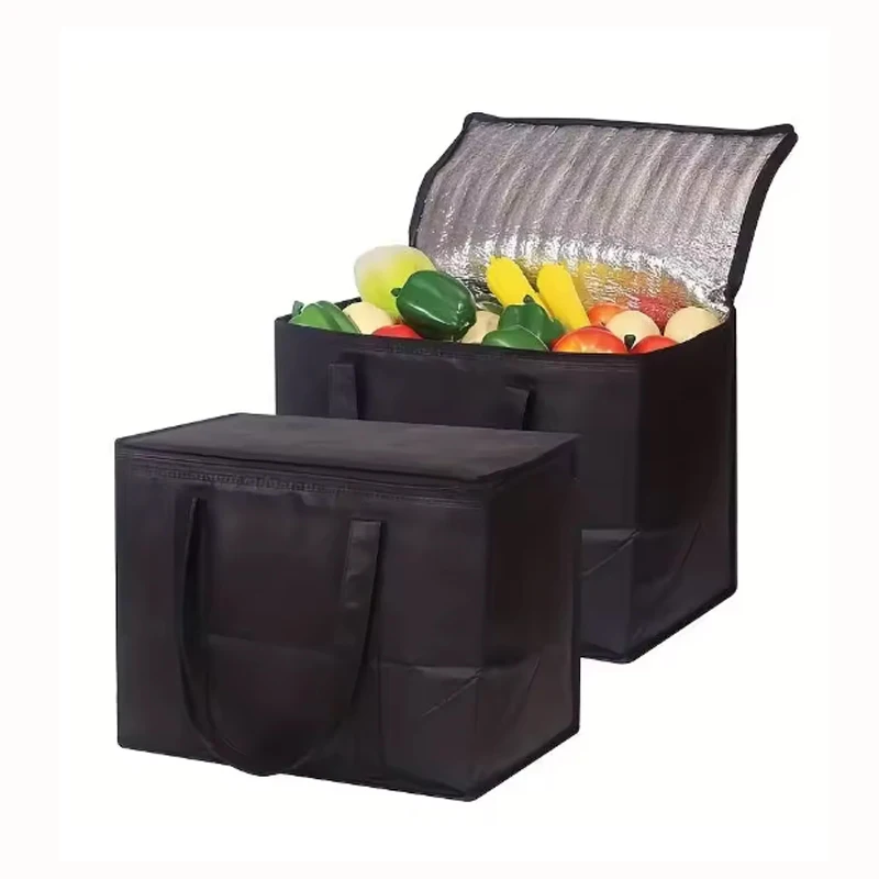 Foldable Insulated Reusable Soft Cooler Bag with Large Capacity for Hot and Cold Food Delivery
