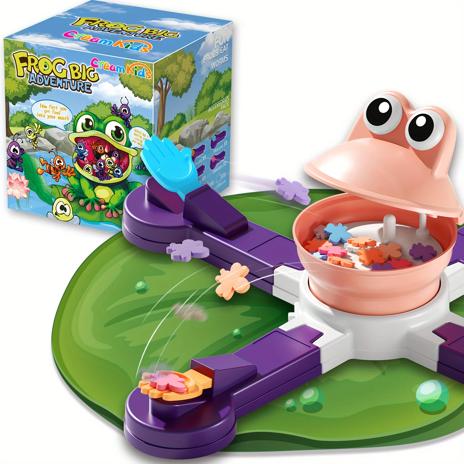 New 1-4 Players Frog Feeding Crazy Checkerboard Game - Exciting And Competitive Family Game For Single Multiplayer Team Players 4