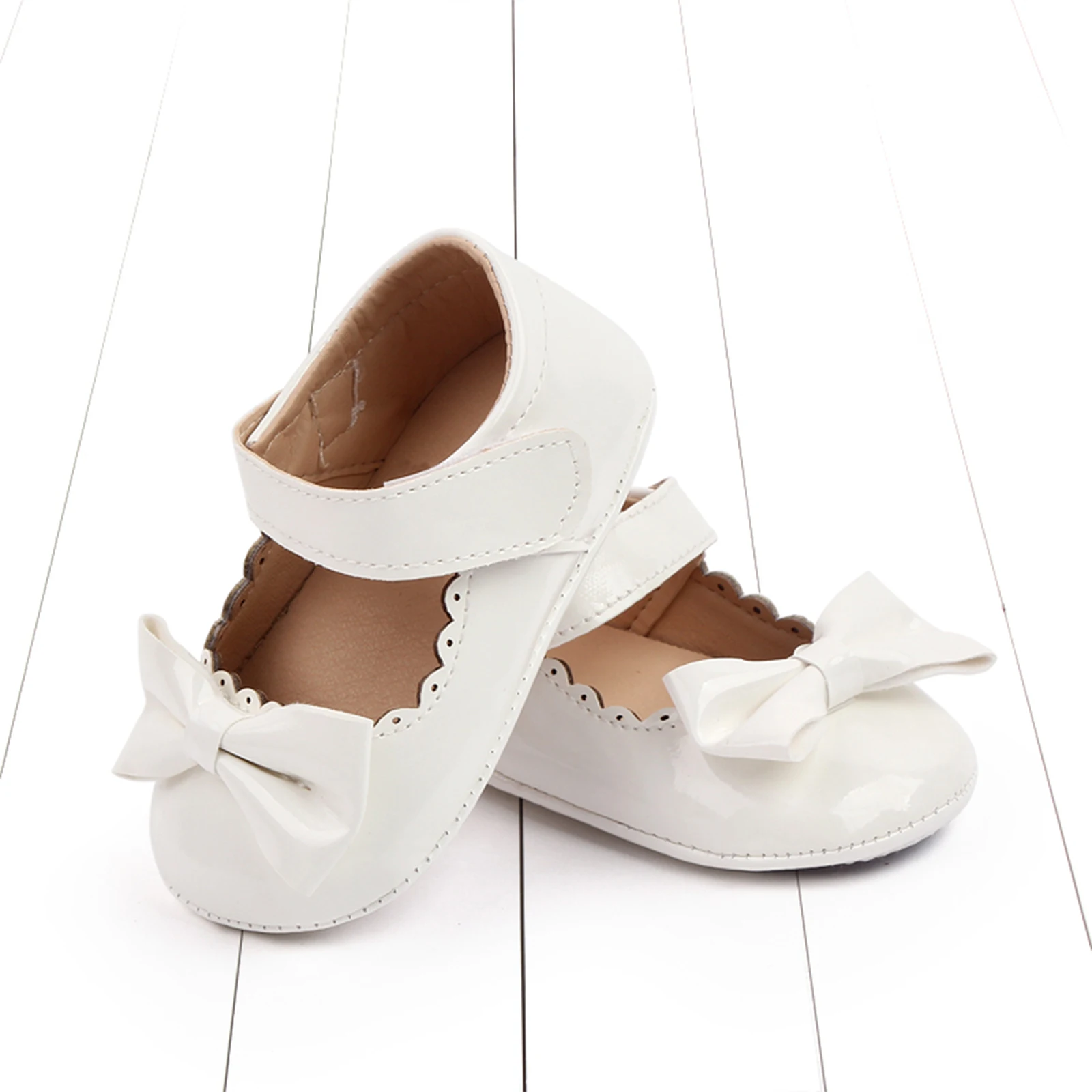 Citgeett Summer Infant Baby Girls Princess Shoes Soft PU Leather Bow Non-slip Bottom First Walker Shoes 5