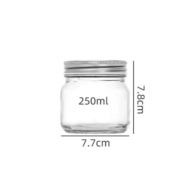 Clear Glass Mason Jar with Screw Metal Lid Family Size 100ML To 1000ML MOQ1000 Wholesale Price and Custom Logo Inbox Us 4