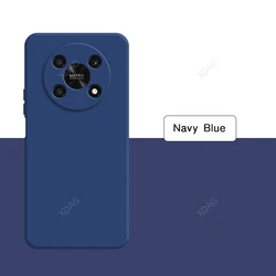 Enhanced Liquid Silicone Phone Case with Lens Protection - Square Design for Honor Magic 4 (Navy Blue)