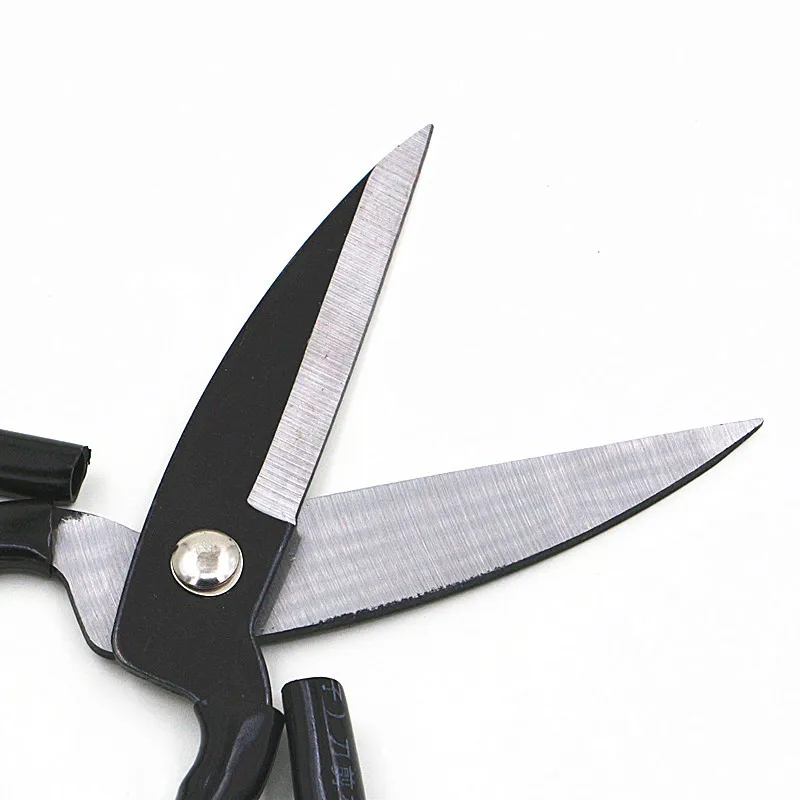 21cm Black Plastic Handle Large Head Stainless Steel Household Scissors Large Sharp Scissors Household Sewing Scissors