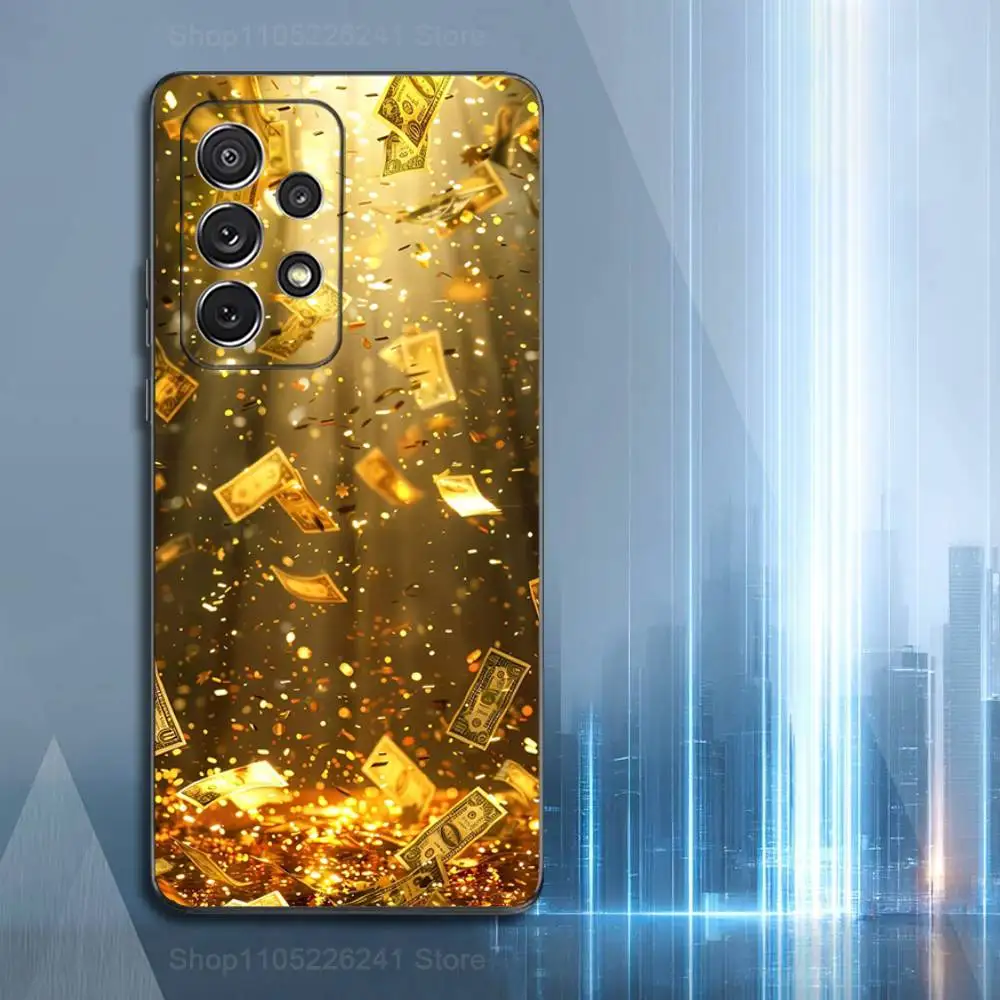 Luxurious Dazzling Gold Silicone Phone Case in Sleek Black