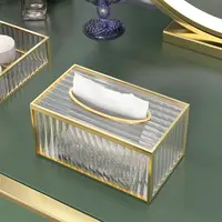 1pc Glass Tissue Box Ornament Bedroom Desktop Tissue Box Living Room, Bathroom, Dining Room Desktop Paper Box Home Decor 1