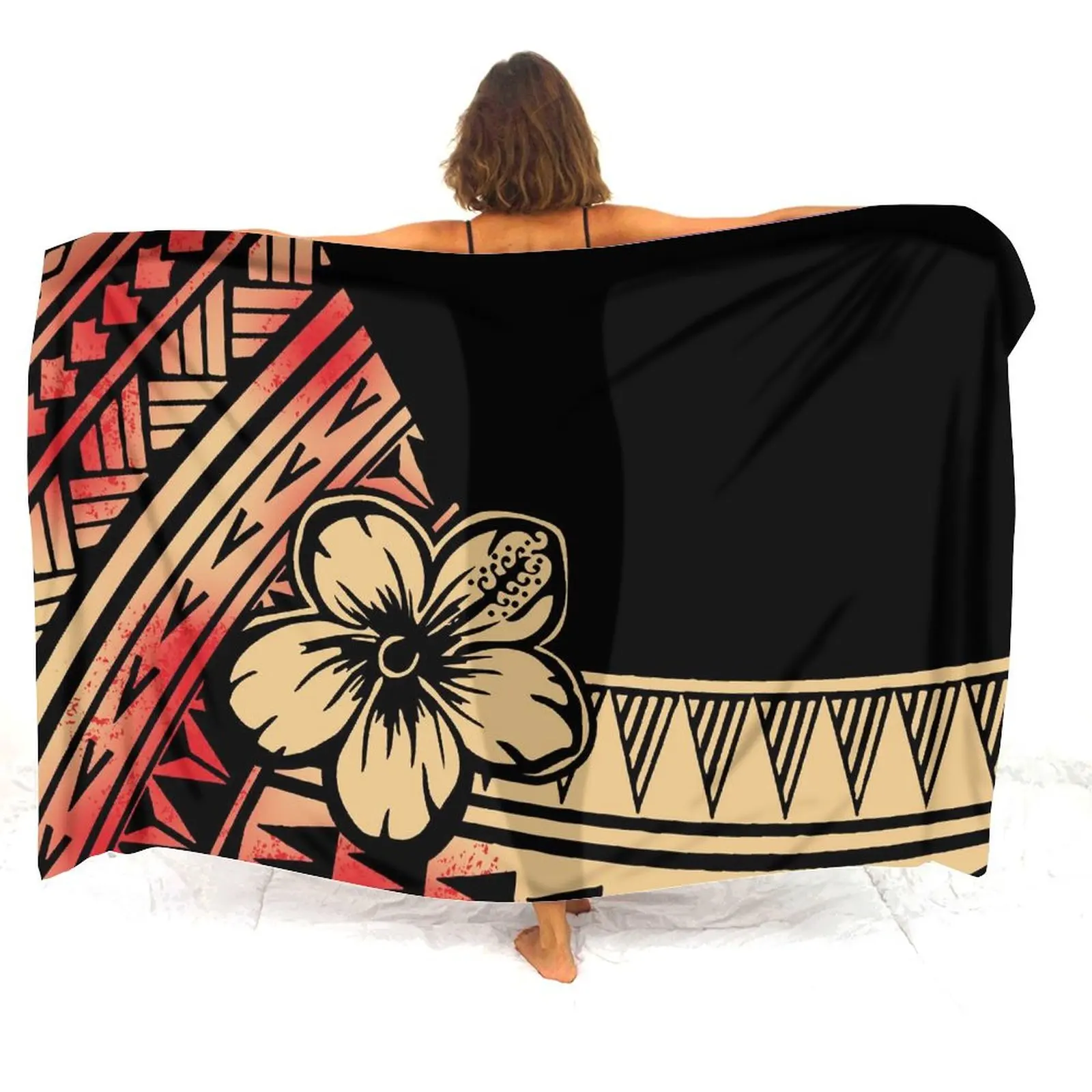 

Женское длинное платье на заказ, летнее пляжное саронг, мягкий шарф, бикини, противоскользящее пальто, шаль, полинезийское женское саронг, Тихоокеанский цветочный Рисунок