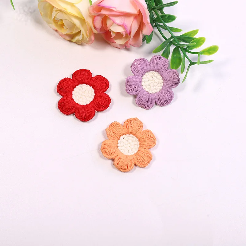 30PCS 3cm Six-piece Embroidery Cloth Patch DIY Clothing Hairpin Flower Stickers for Wedding embroidery cloth patches