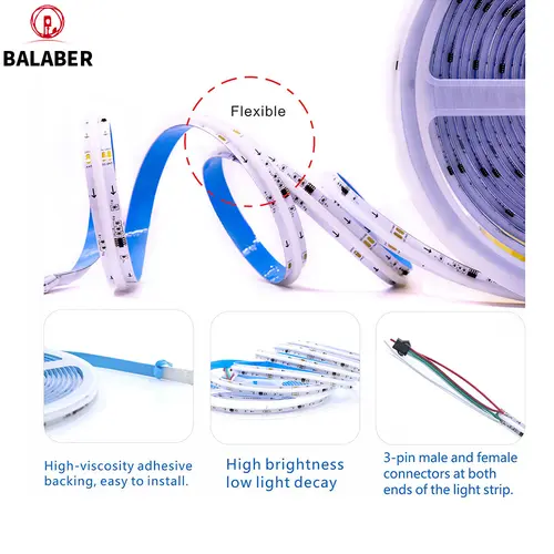FOB COB light strip, SPI addressable WS2811, dreamy colors, 360/480/576/720 LEDs, low-voltage 5V/12V/24V RGB  LED light strip - Image 2