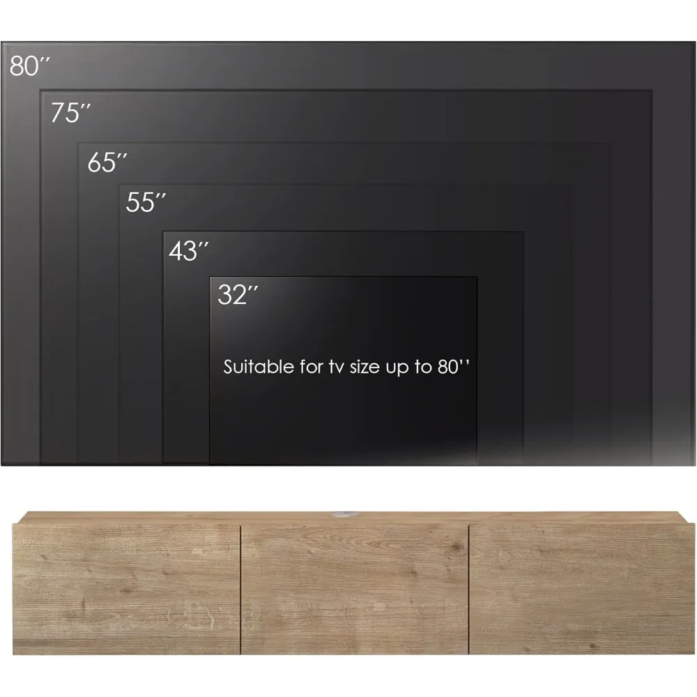 Floating TV Stand, TV Stand up to 75 inch TV, Floating TV Stand Wall Mounted, Floating Entertainment Center 5