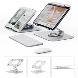 Aluminum Tablet Stand Adjustable Swivel for iPad Pro with 360 Rotating Base Foldable Desktop Stand Holder Compatible All Tablet