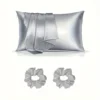 4-Piece Hair Care Set: 2 Silky Pillowcases & 2 Polyester Hair Scrunchies 1