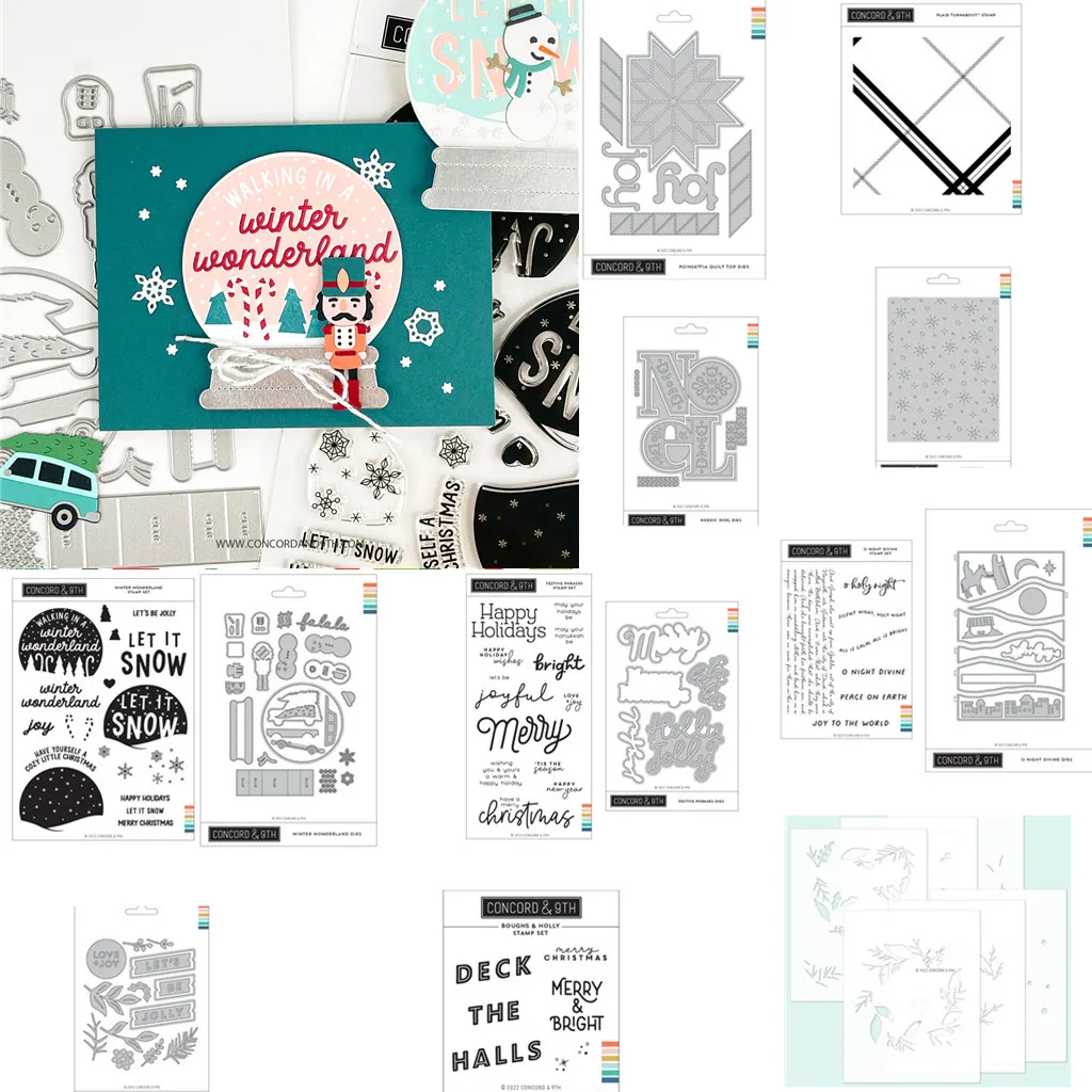 

Happy Holiday Clear Stamps Metal Cutting Dies Stencil DIY Scrapbooking Card Paper Cards Handmade Album Stamp Die 2022 Christmas