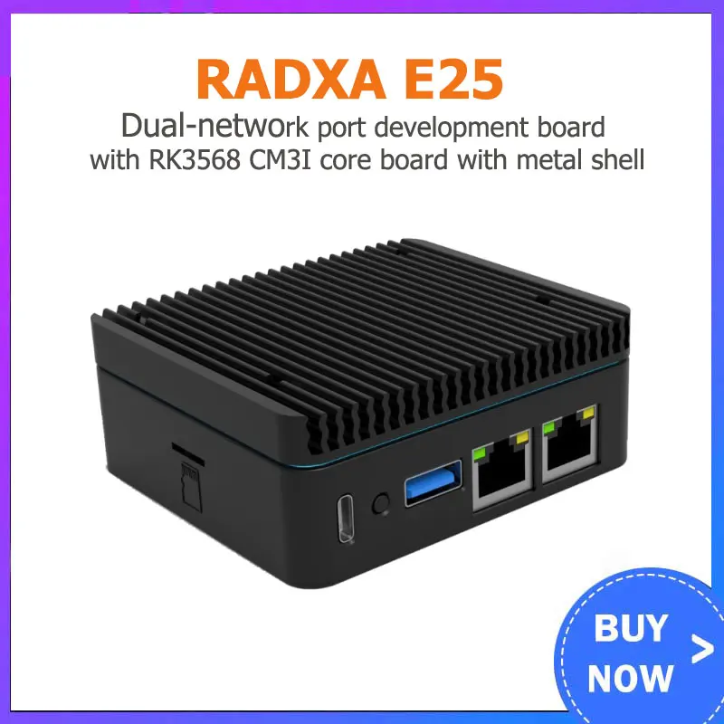 

RADXA E25 Dual Network Port Development Board with RK3568 CM3I Core board with Metal Case