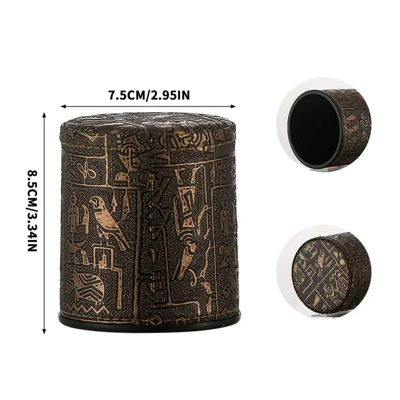 Leatherette Dice Cup Portable Dice Shaker Egyptian Style Dice Holder for Holiday KTV Bar Game Accessories Dice Board Games 6