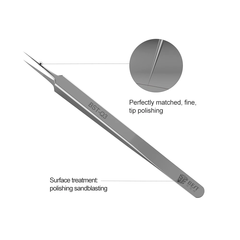 Precision Tweezers ESD Anti Static Soldering Tweezers Phone Repair Tweezers 1Pcs For Micro Soldering Mobile Phone BGA SMD Repair