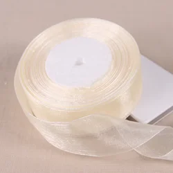 Burgundy Transparent Organza Ribbon for DIY Crafts and Decorations (BK06 Ivory)