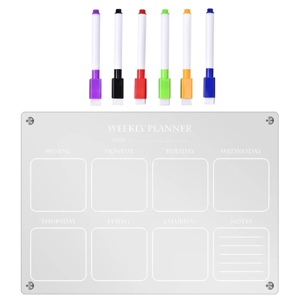 

Weekly Plan Writing Board Clear Blank Dry Erase Magnetic Message Calendar Fridge for Refrigerator Planning Whiteboard