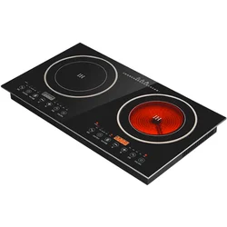 Built-in panel type stove with dual burners, electric stove, electromagnetic stove, and ceramic stove with dual stove functions