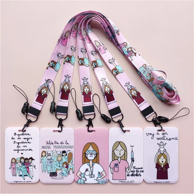 Doctor Nurse Cute Name ID Badge Holder Hard Case with Neck Lanyard Bus Card  Holder Keychain Strip Set for Nurse Name Card Case - AliExpress