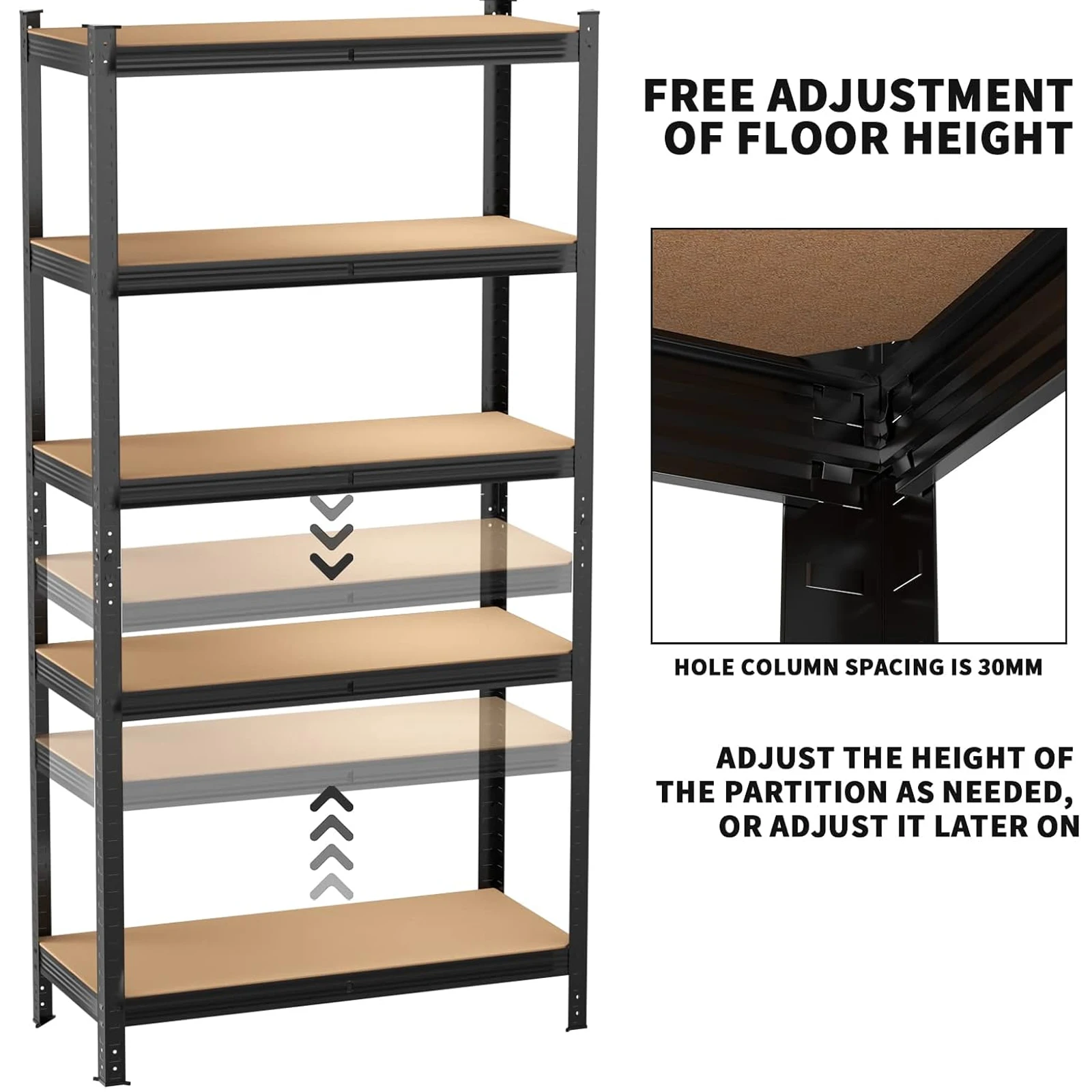 180cm/70.8" Garage Shelving Heavy Duty Garage Storage Shelves Load 1929Lbs, Wide Heavy Duty Shelving, Adjustable 5-Tier Metal 3
