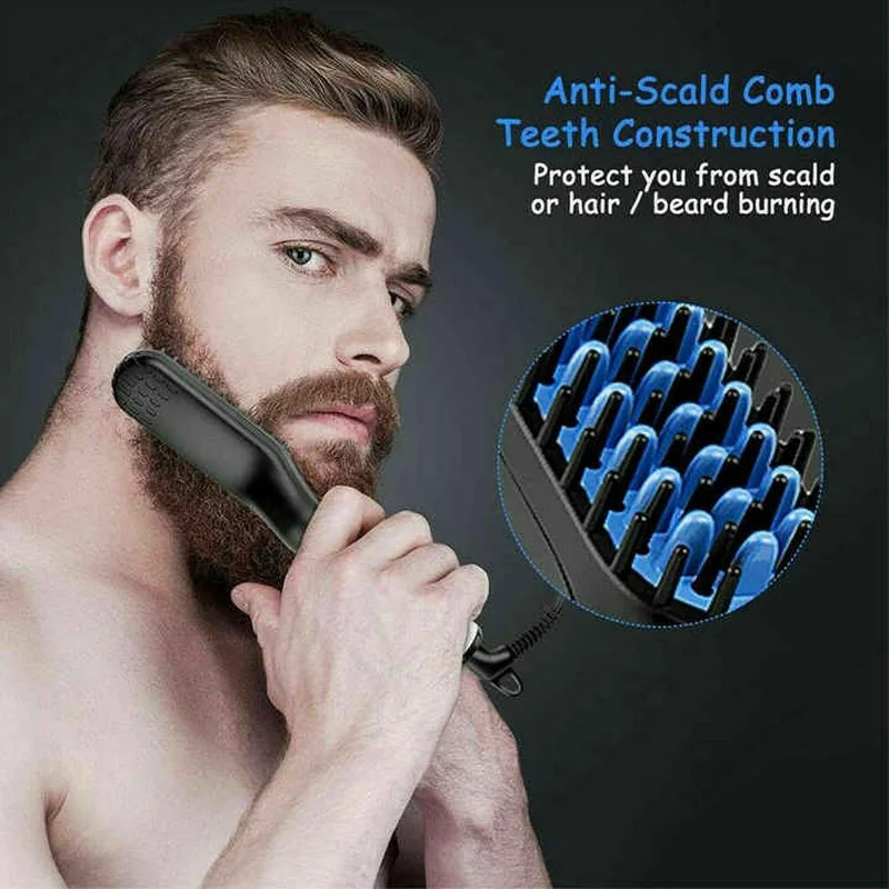 New Hair Straightener Quick Heated Electric Hot Comb Professional Negative Ion  Anti-Scalding Ceramic Beard Straightener Brush 5