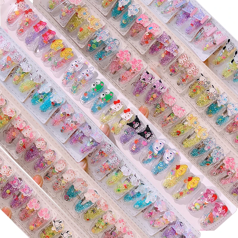 

10pairs Sanrio Hair Clips Hair Accessories Kawaii Kuromi Hello Kitty Melody Cinnamoroll Kids Hairclip Hairpins Barrettes Bb Clip