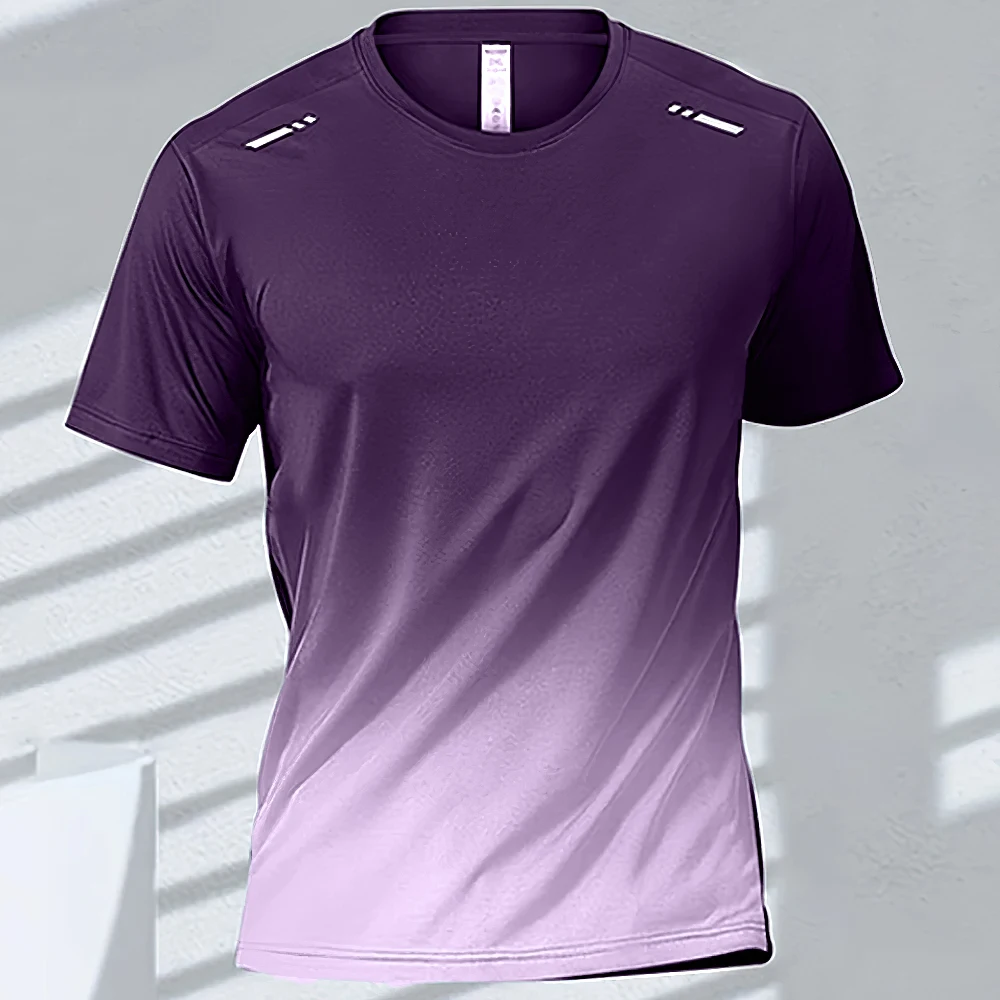 thumbnail image 1 of Camisetas para hombre Camiseta deportiva Camisetas de manga corta con degradado de secado rápido Entrenamiento al aire libre Entrenamiento de baloncesto Ropa para correr para hombre, 1 of 5
