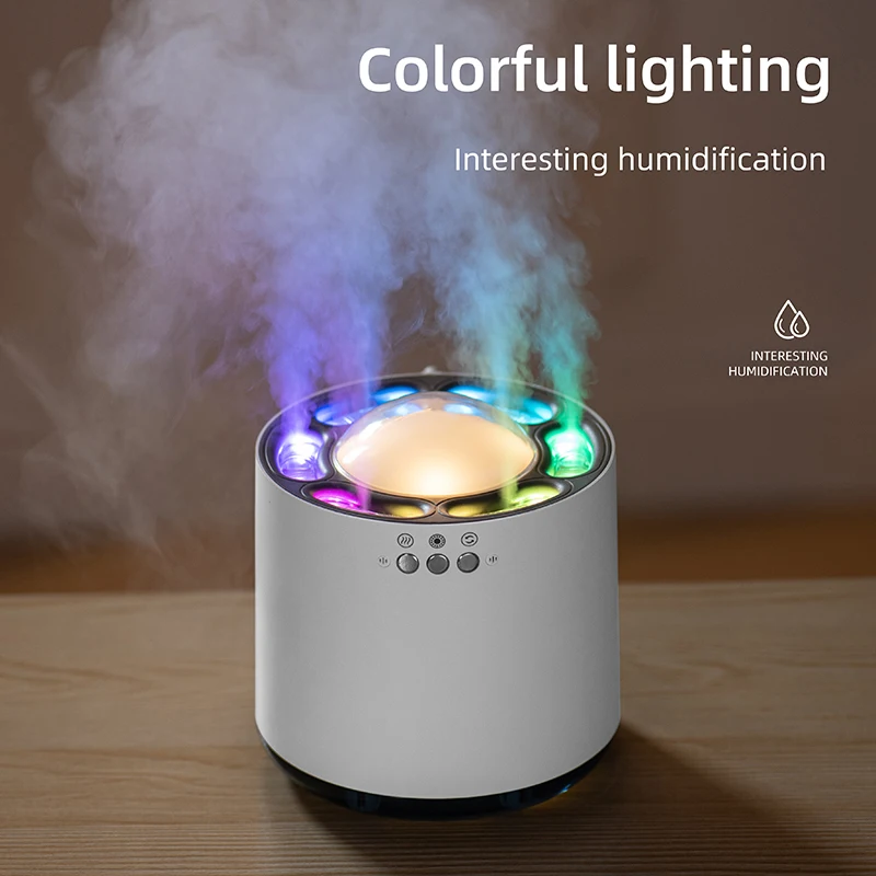 900ML New Desktop Dynamic Music Ultrasound Flame Air Humidifier Home RGB Led Light Humidifier Diffuser Machine Mist Maker new children s outdoor bubble toys dolphin music bubble machine summer bubble electric toys birthday gifts