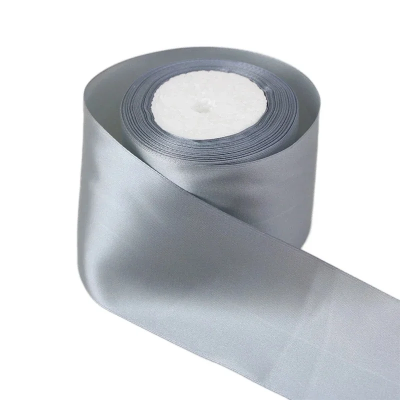 25 Yards/Roll Gray Single Face Satin Ribbon Wholesale Gift Wrapping Christmas Handmade DIY Ribbons
